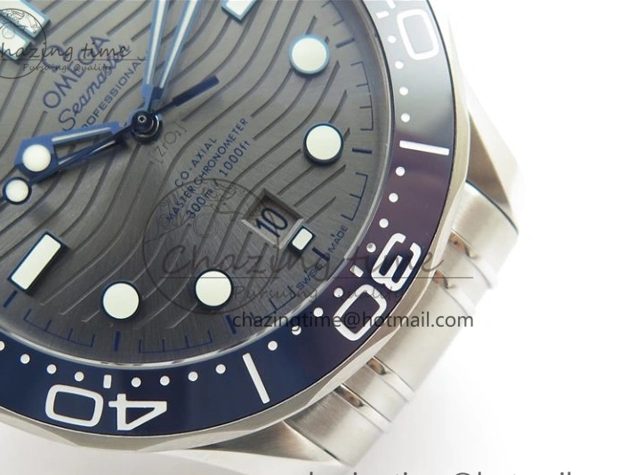 0324 Seamaster Diver 300M ORF 1:1 Best Edition Blue Ceramic Gray Dial on SS Bracelet A HighQuality 7867